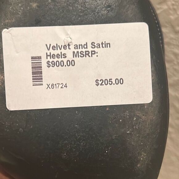 Giorgio Armani Womens Size 41 Open Toe Bow Front Pump Heels Black Velvet & Satin - Picture 9 of 12